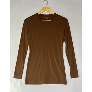 Commando Butter Crewneck Long Sleeve Top Tee Womens XS Brown Stretch T Shirt